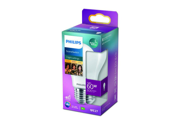 Philips E27 CorePro SCENE SWITCH, DimTone LED Lampe 2700K, 7,5W