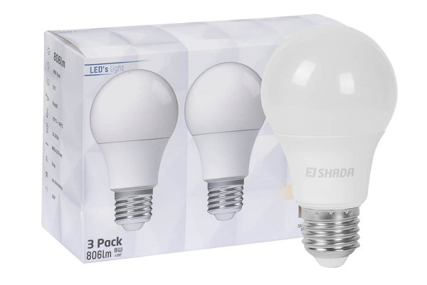 LEDs Light E27 LED Lampe 2700K, 8W - 3er Set