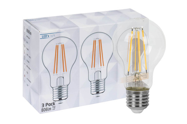 LEDs Light E27 LED Lampe 2700K, 7W - 3er Set